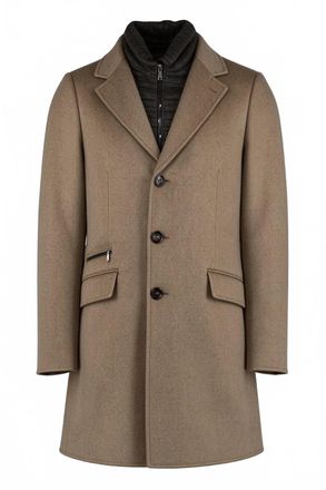 Moorer Mens Lapel Mid Length Coat In Camel