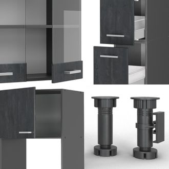 Vicco Mueble De Cocina R-line, Hormig&oacute;n Negro/antracita, 350 Cm Sin Encimera