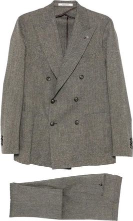 Tagliatore 2Smc 20K01 Double-Breasted Suit - Heren - Business pakken - Grijs - L - Katoen - Kostuums