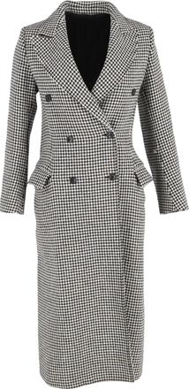 Joseph Joseph Pre-owned Womens Double-Breasted Houndstooth Coat in Black and White Wool - Multicolour - Size Small
