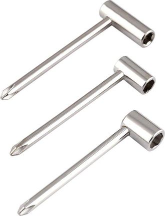 No Brand Llave Para M&aacute;stil De Guitarra, 3 Piezas, 7 Mm/8 Mm/6,35 Mm, Herramienta De Ajuste Para Mantenimiento Del M&aacute;stil De Guitarra (plata 6,35 Mm + 7 Mm + 8 