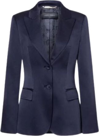 Alberta Ferretti Slim Fit Single-Breasted Jas - Dames - Blazers - Blauw - M - Leer - Jassen