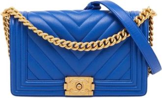 Chanel Pre-owned Leren Crossbodytas - Dames - Vintage Schoudertas - Blauw - ONE Size - Leer - Vintage