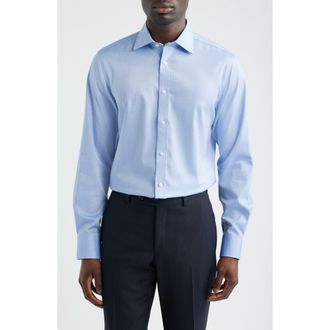 Hickey Freeman Modern Fit Pima Cotton Dress Shirt in Blue at Nordstrom, Size 15.5 - 34