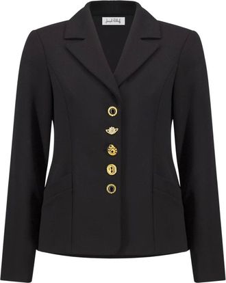 Joseph Ribkoff Jassen, Dames, Zwart, M, Leer, Fitted Blazer met Statement Knopen