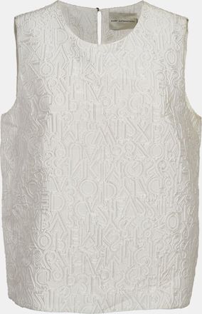 Mary Katrantzou Off-White Alphabet Jacquard Crepe Sleeveless Top