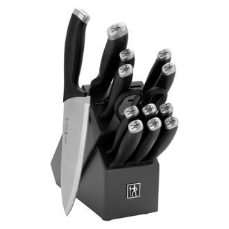 J.A. Henckels International Silvercap 14 pc Knife Set with Block, Chef Knife, Paring Knife, Utility Knife, Black, Stainless Steel