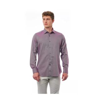 Bagutta Bordeaux Katoenen Heren Overhemd - Heren - Casual Overhemden - Roze - S - Katoen - Overhemden