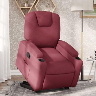 vidaXL Sill&oacute;n Reclinable Elevable Tela Rojo Tinto Vidaxl
