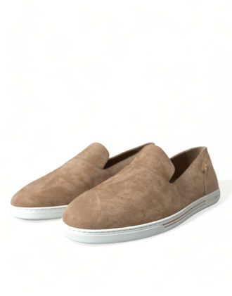 Dolce & Gabbana Mens Suede & Caiman Leather Loafer Beige Lambskin
