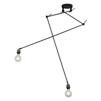 QAZQA Moderno L&aacute;mpara Colgante Moderna Negra Sin Pantalla 2 Luces - Blitz Acero Alargada Adecuado Para Led Max. 2 X 60 Watt - Qazqa