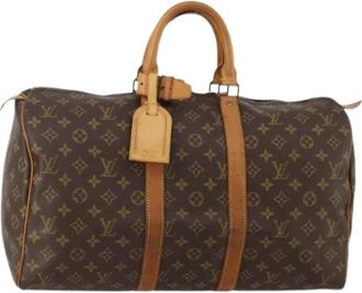 Louis Vuitton Pre-owned Boston Bag - Dames - Vintage Weekendtas - Bruin - ONE Size - Leer - Vintage