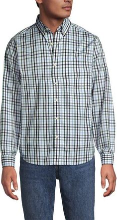 Lands End Traditional Fit Long Sleeve Travel Kit Shirt in Tourmaline Tattersall at Nordstrom, Size Xx-Large