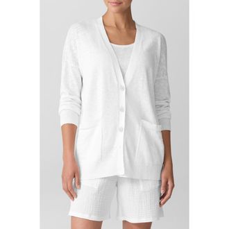 Eileen Fisher Oversize Organic Linen & Organic Cotton Cardigan in White at Nordstrom Rack, Size Xx-Small