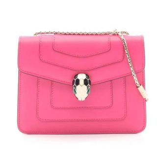 Bulgari Pre-owned Serpenti Forever Leren Schoudertas - Dames - Pre-owned - Roze - Maat: ONE Size Leer