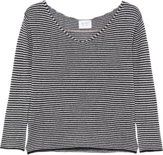 Be You Gestreepte V-hals Lange Mouwen - Dames - V-hals truien - Zwart - S - Truien & Vesten