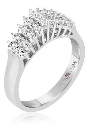 Suzy Levian Sterling Silver White Cubic Zirconia 3-Row Ring at Nordstrom Rack, Size 5.5