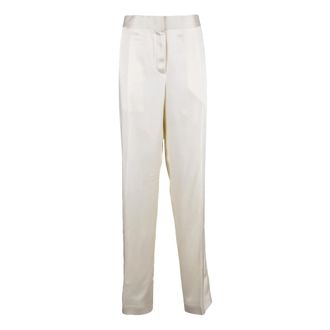 Jil Sander Classico Satin Cropped Broeken - Dames - Vrijetijds broeken - Wit - M - Satijn - Broeken