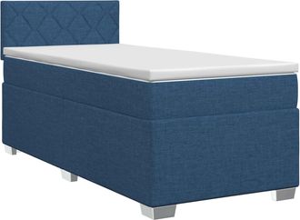 vidaXL Cama Box Spring Con Colch&oacute;n Con Cabecera Azul 100 X 200 Cm Tela Vidaxl