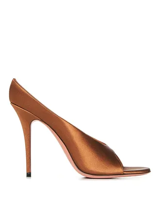 Amina Muaddi Anok Slipper 105 Mocha Satin Sandals