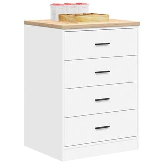 Berkfield Home Garage Storage Cabinet White 60x51x85 cm Solid Wood Pine | Size: 60 x 51 x 85 cm