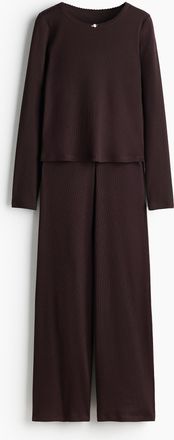 H&M Gerippter Jerseypyjama - Brown