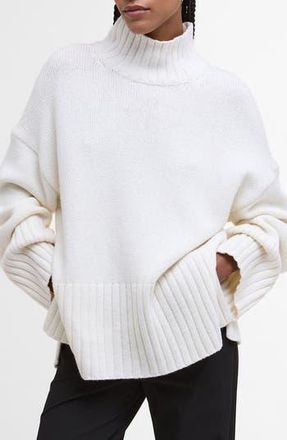 Barbour Serena Oversize Cotton & Wool Blend Mock Neck Sweater in Cloud at Nordstrom Rack, Size 8