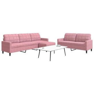 vidaXL Vidaxl - Juego De Sof&aacute;s Con Cojines 3 Piezas Terciopelo Rosa