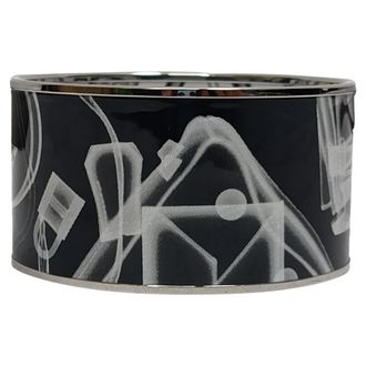 Herm&egrave;s Herm&egrave;s Please, Check-In Bangle Armband in Zwart Metaal