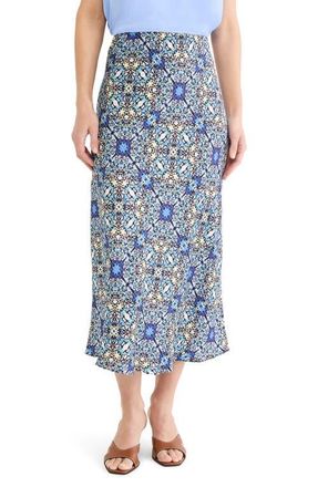 Nic+Zoe Filigree Tile Slip Skirt in Blue Multi at Nordstrom, Size Xx-Large