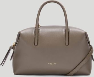 DeMellier The Small Stockholm in Dark Taupe Fine Grain Leather Top handle bag