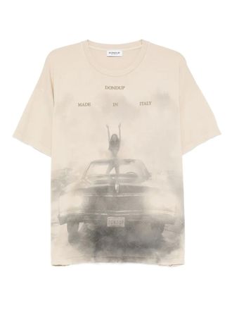Dondup Katoenen T-shirt met grafische print - Beige