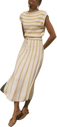 Mint Velvet Cotton Blend Striped Midi Dress in Yellow at Nordstrom, Size Large