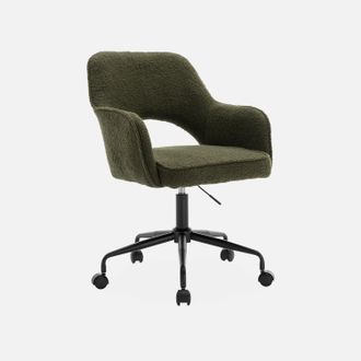 Sweeek Sweeek - Silla De Oficina Borreguito Con Ruedas, Jim, Kaki Oscuro, 60x62x99 Cm