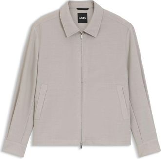 BOSS Relaxed-fit zip-up jacket in patterned virgin wool