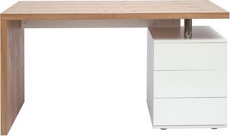 Miliboo Escritorio Moderno En Roble Claro Y Blanco Calix