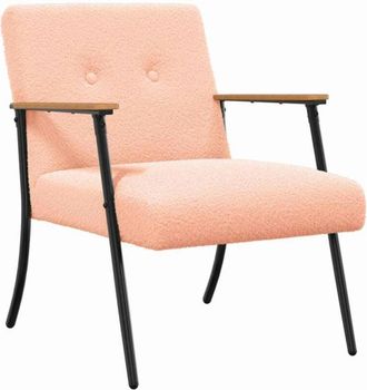 vidaXL Armchair Pink 59 x 75 x 78 cm Curly Wool-like Fabric vidaXL