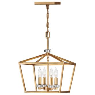 Netlighting Hinkley Stinson Lanterns Pendant Ceiling Light Distressed Brass in Yellow