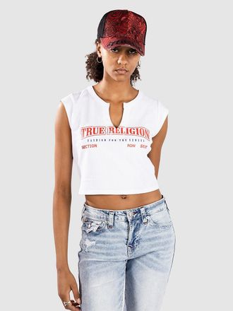 True Religion Anniversary Tr Ribbed V Notch T-Shirt weiss