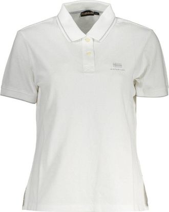 Napapijri Womens Polo Shirt Classic Style - White Cotton - Size Small