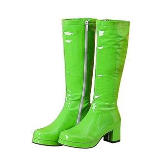 Generic Womens High Boots Patent Leather Waterproof Knee Boots Party Shoes