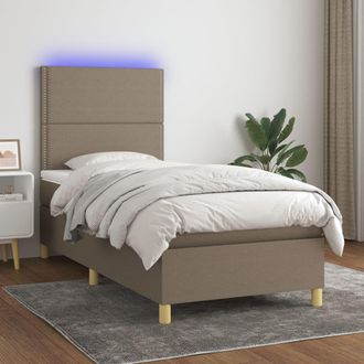vidaXL Vidaxl - Cama Box Spring Colch&oacute;n Y Luces Led Tela Gris Taupe 100x200 Cm