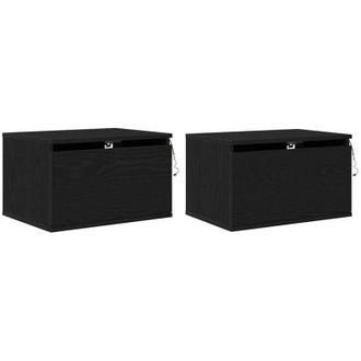 vidaXL Mobiletto da comodino a parete con cassetto 2 pcs Rovere nero - Vidaxl