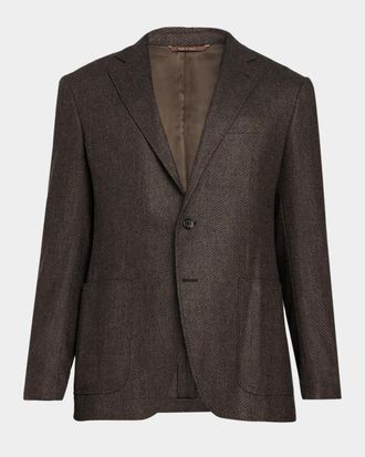 Canali Men & apos;s Kei Wool Jacquard Single-Breasted Sport Coat