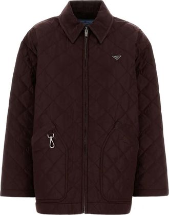 Prada Giacca trapuntata con zip - Marrone