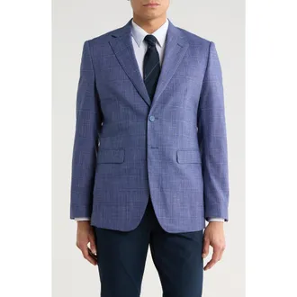 Elie Tahari Slim Fit Tonal Windowpane Plaid Blazer in Navy at Nordstrom Rack, Size Xx-Large