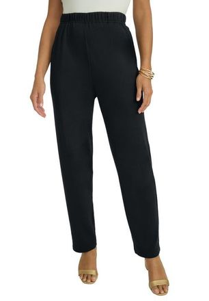 Jessica London Soft Ease Straight Leg Pant in Black at Nordstrom, Size 40