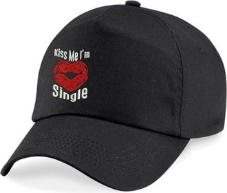 Generic Embroidered Kiss Me Im Single Baseball Cap Classic Sexy Red Lips Funny Singles Unisex Gift Baseball Hat (Black)