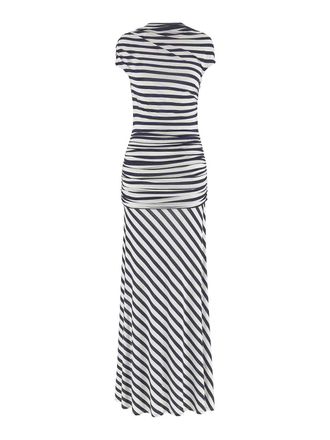 Self Portrait Navy Stripe Jersey Maxi Dress