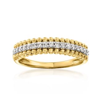 Ross-Simons Diamond Beaded-Edge Ring in 18kt Gold Over Sterling